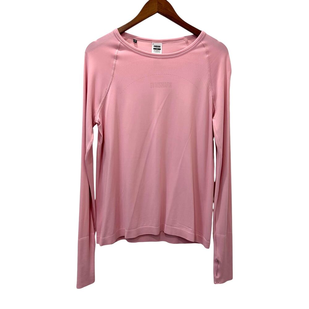 Gymshark Women’s Pink Long Sleeve Athletic Top Size Medium Workout Running Shirt
